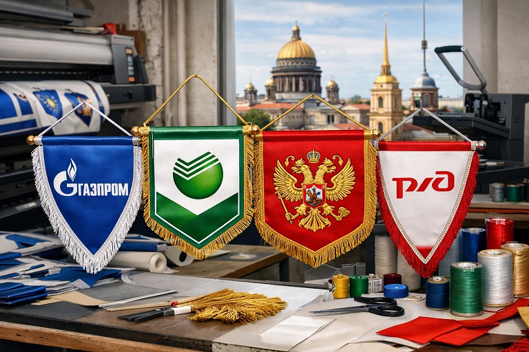 Печать вымпелов - вымпелы с логотипом для организаций и мероприятий в Санкт-Петербурге